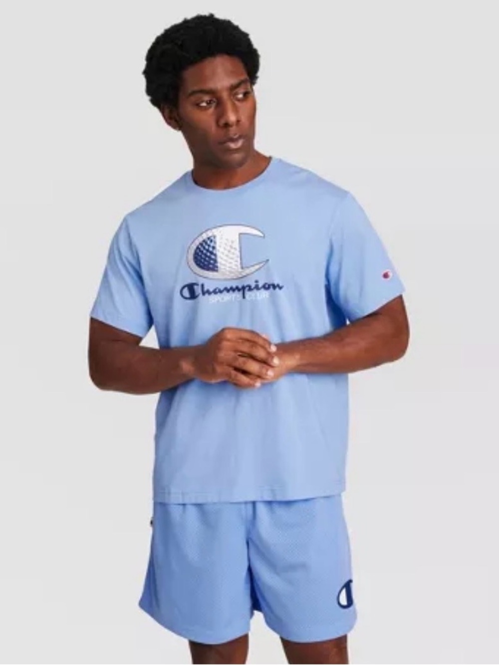 Champion Men’s Sky Blue Short Sleeve Logo Tee